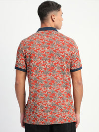 THE BEAR HOUSE Men Tropical Printed Slim Fit Polo T-shirt