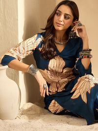 Indo Era Women Floral Printed  Straight Kurta with Trousers