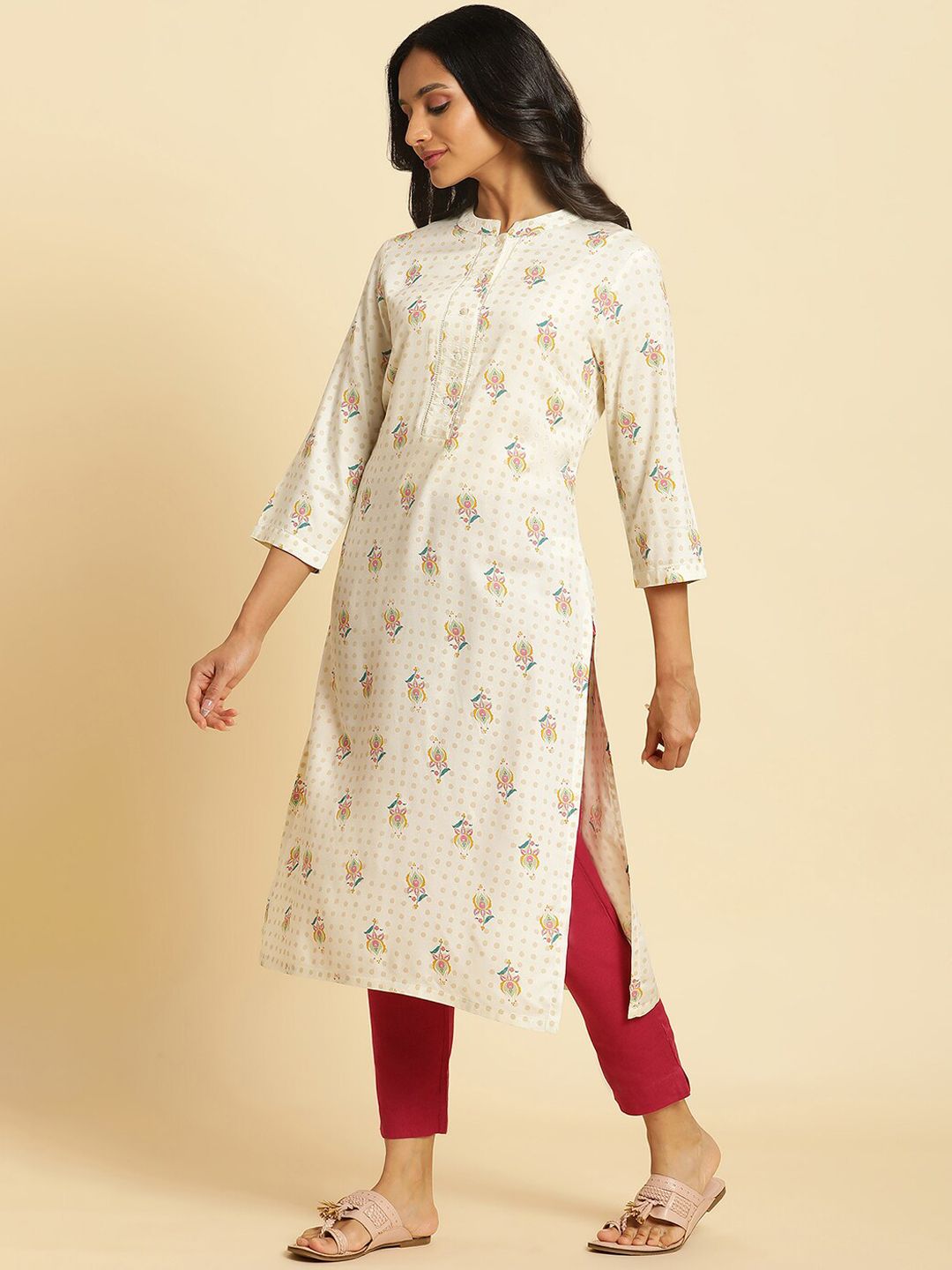 W Geometric Printed Mandarin Neck Kurta
