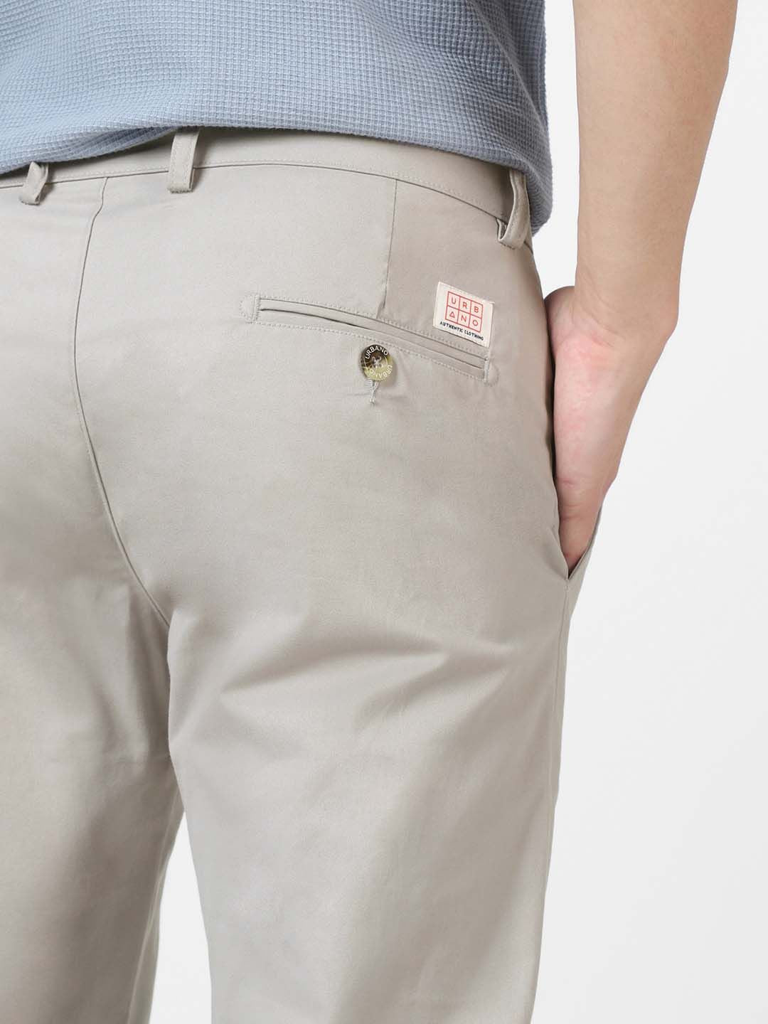 Urbano Fashion Men Grey Slim Fit Solid Chinos