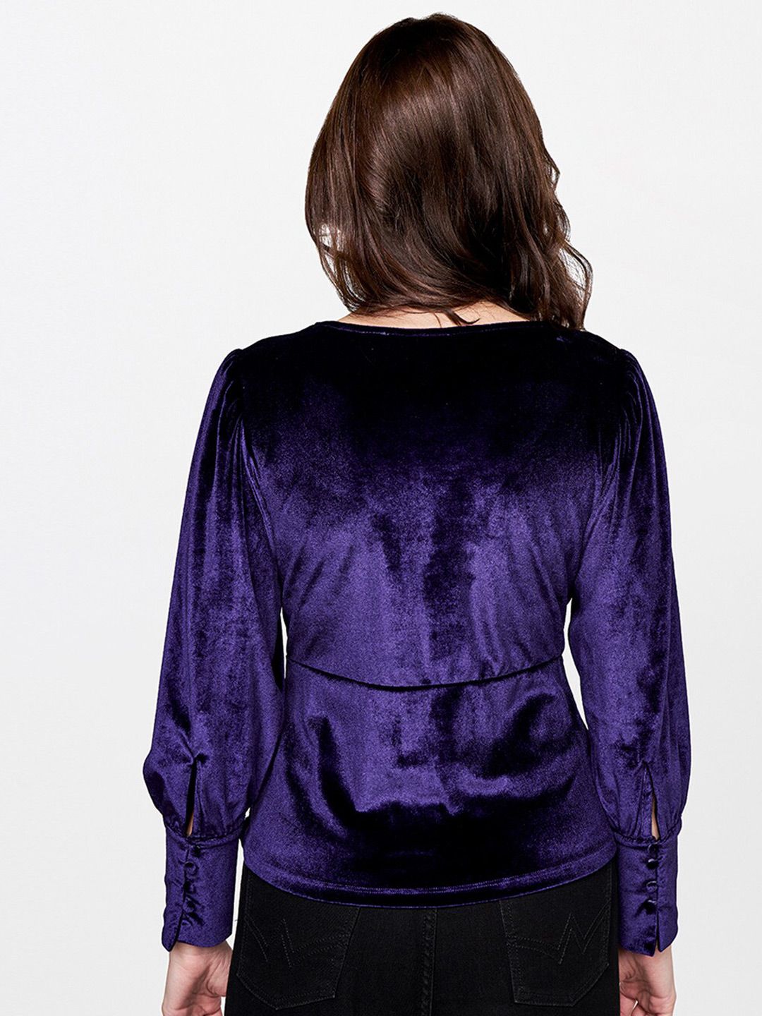 AND Cuffed Sleeves Empire Velvet Top