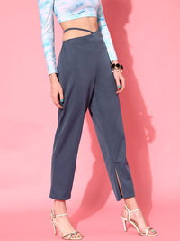 STREET 9 Women Blue Loose Fit High-Rise Cropped Trousers