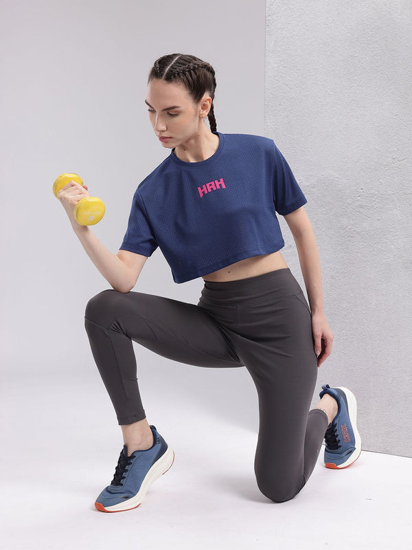 HRX by Hrithik Roshan Brand Logo Printed Training Crop T-shirt