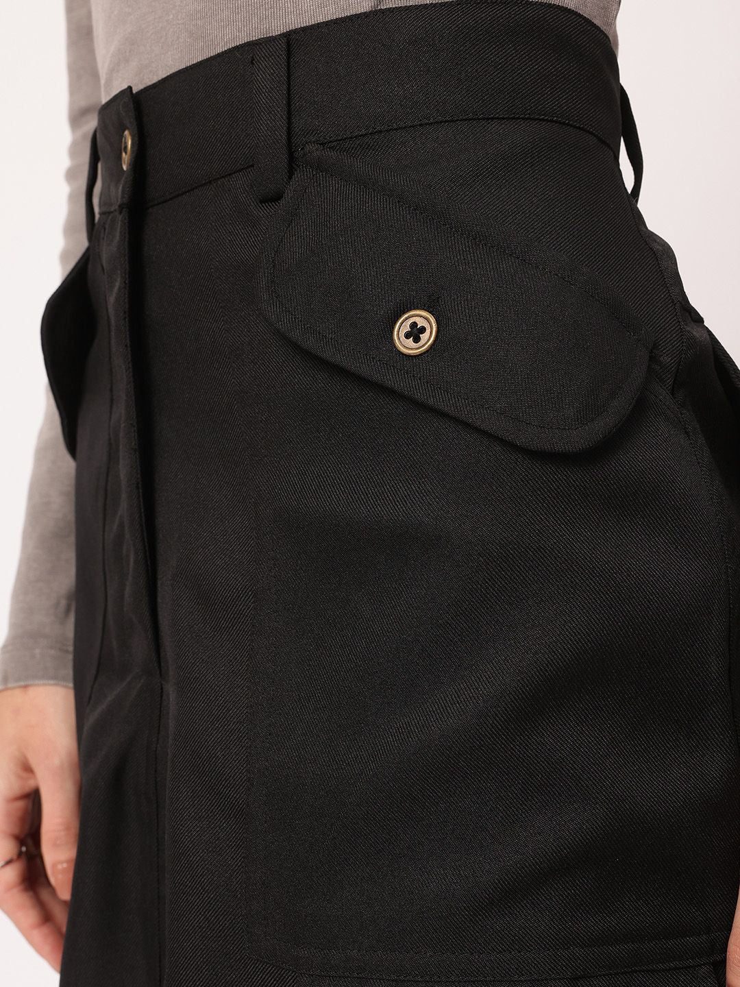 DressBerry Grunge Utility Straight Cargo Midi Skirt