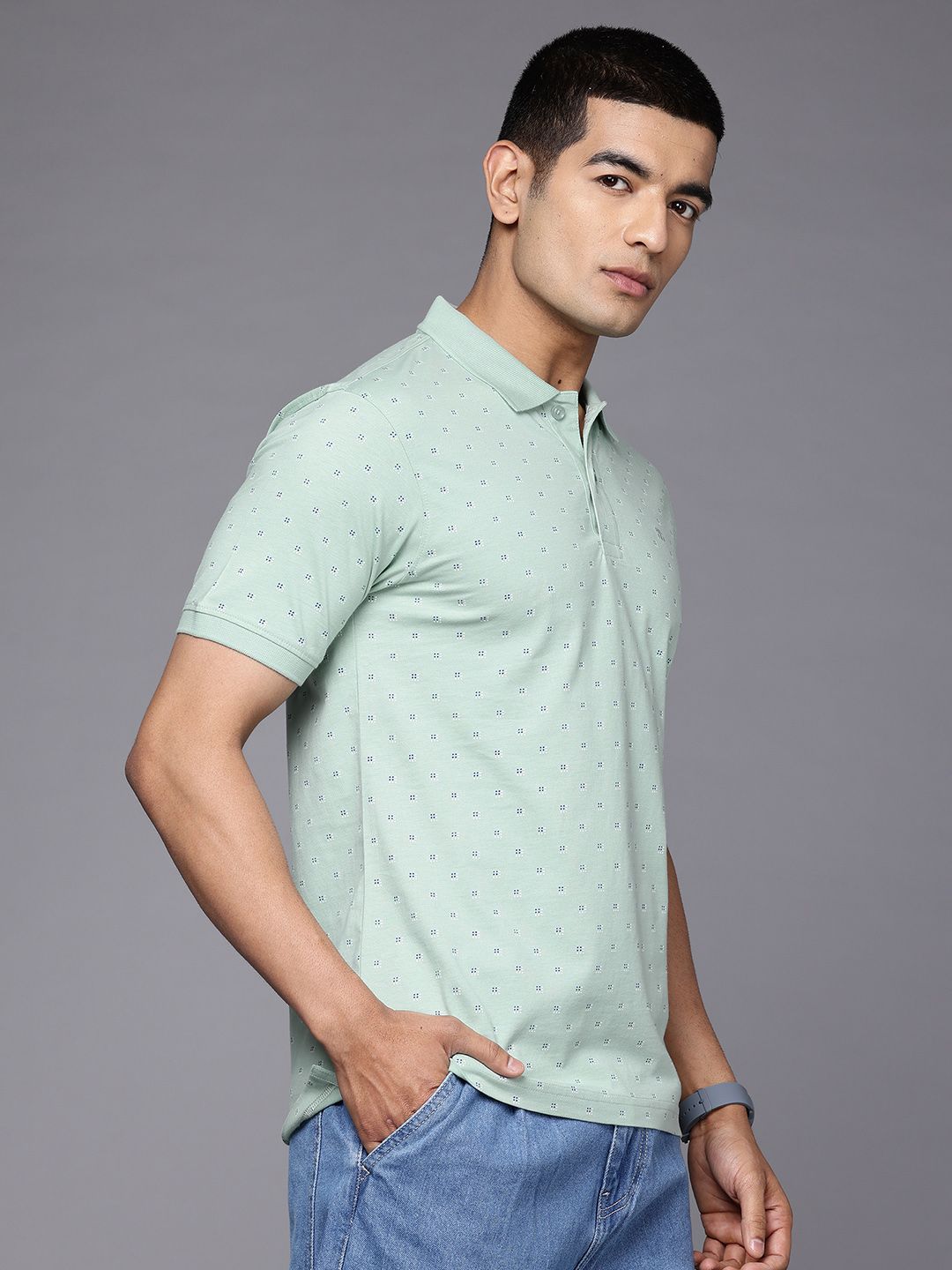 Raymond Printed Polo Collar Pure Cotton Slim Fit T-shirt