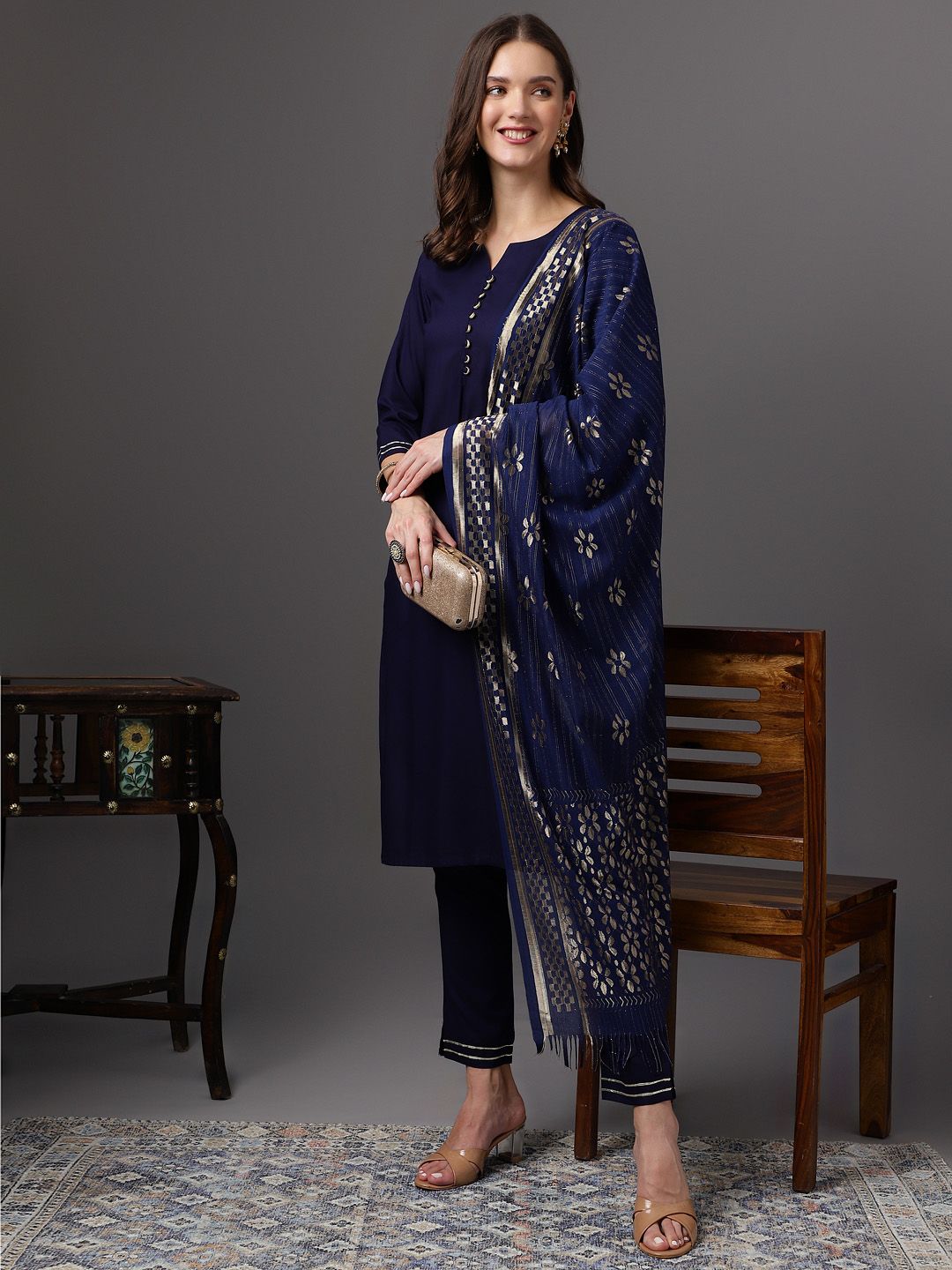 Anouk Kurta Set With Printed Dupatta