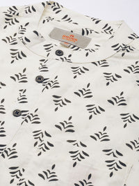 Anouk Men White & Black Ethnic Motifs Printed Short Kurta