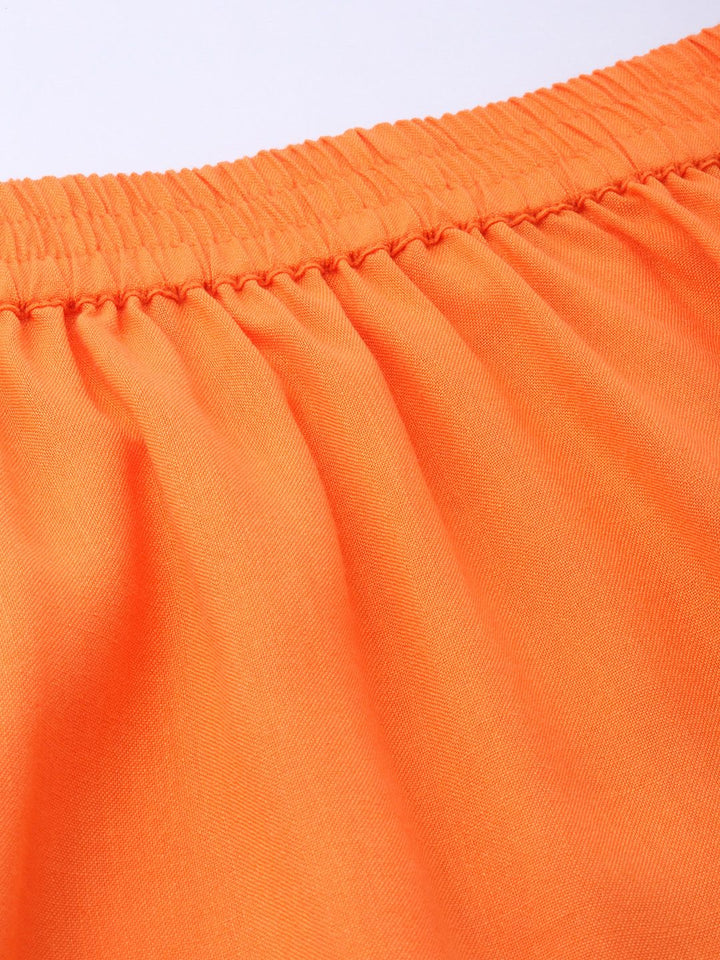 DressBerry Women Dream In Orange Gathered A-line Midi Skirt