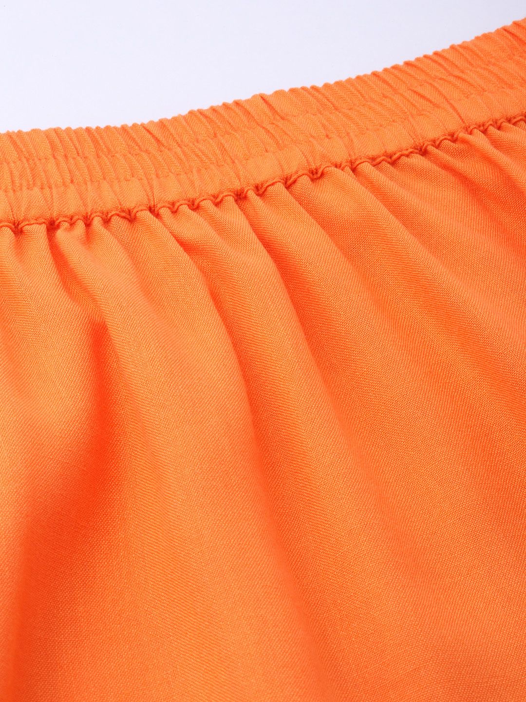 DressBerry Women Dream In Orange Gathered A-line Midi Skirt