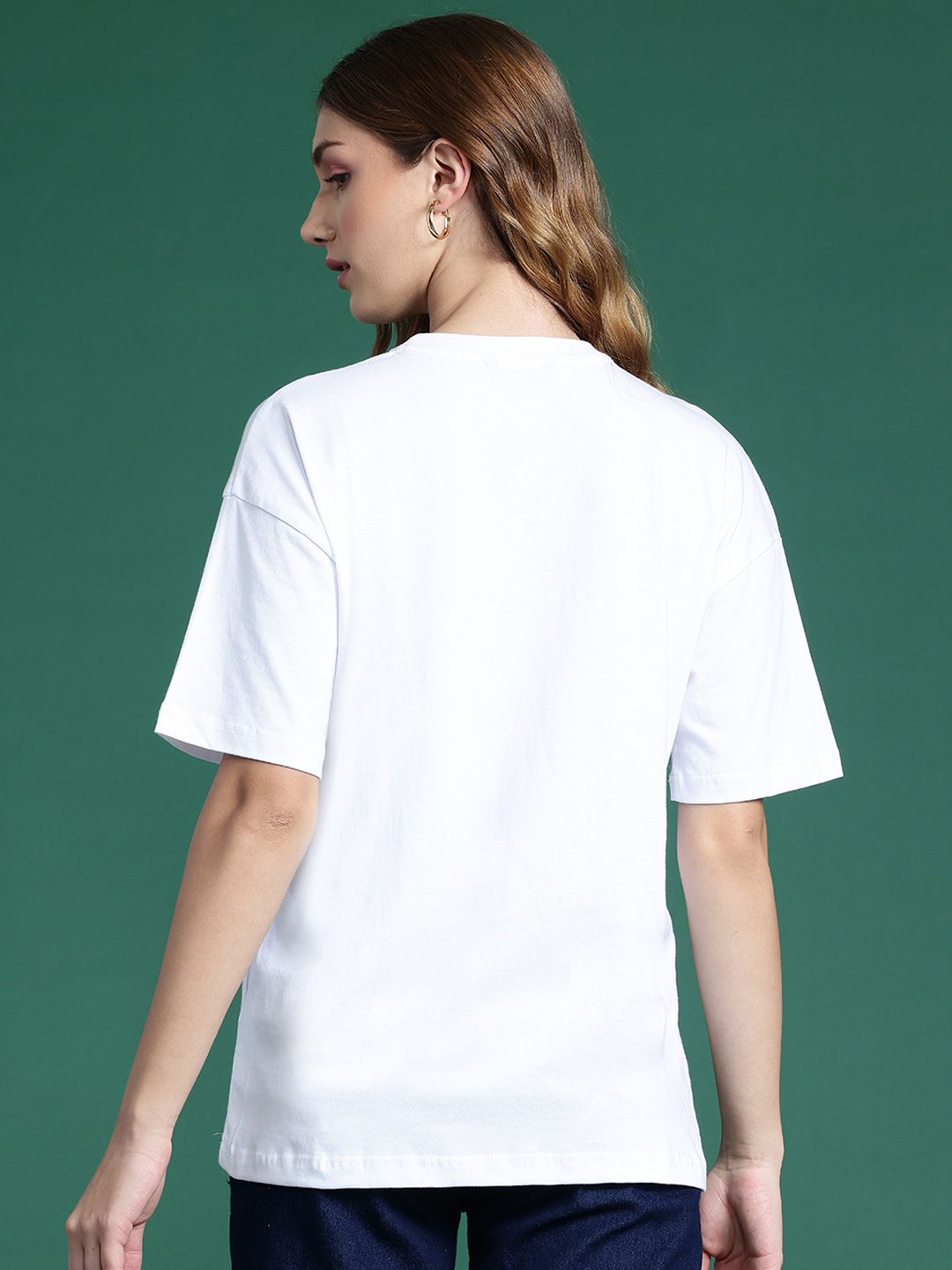 DressBerry Graphic Printed Drop-Shoulder Sleeves T-shirt