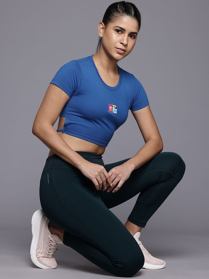 HRX by Hrithik Roshan Women Typography Printed Tie-Up Crop T-shirt