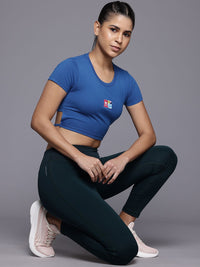 HRX by Hrithik Roshan Women Typography Printed Tie-Up Crop T-shirt