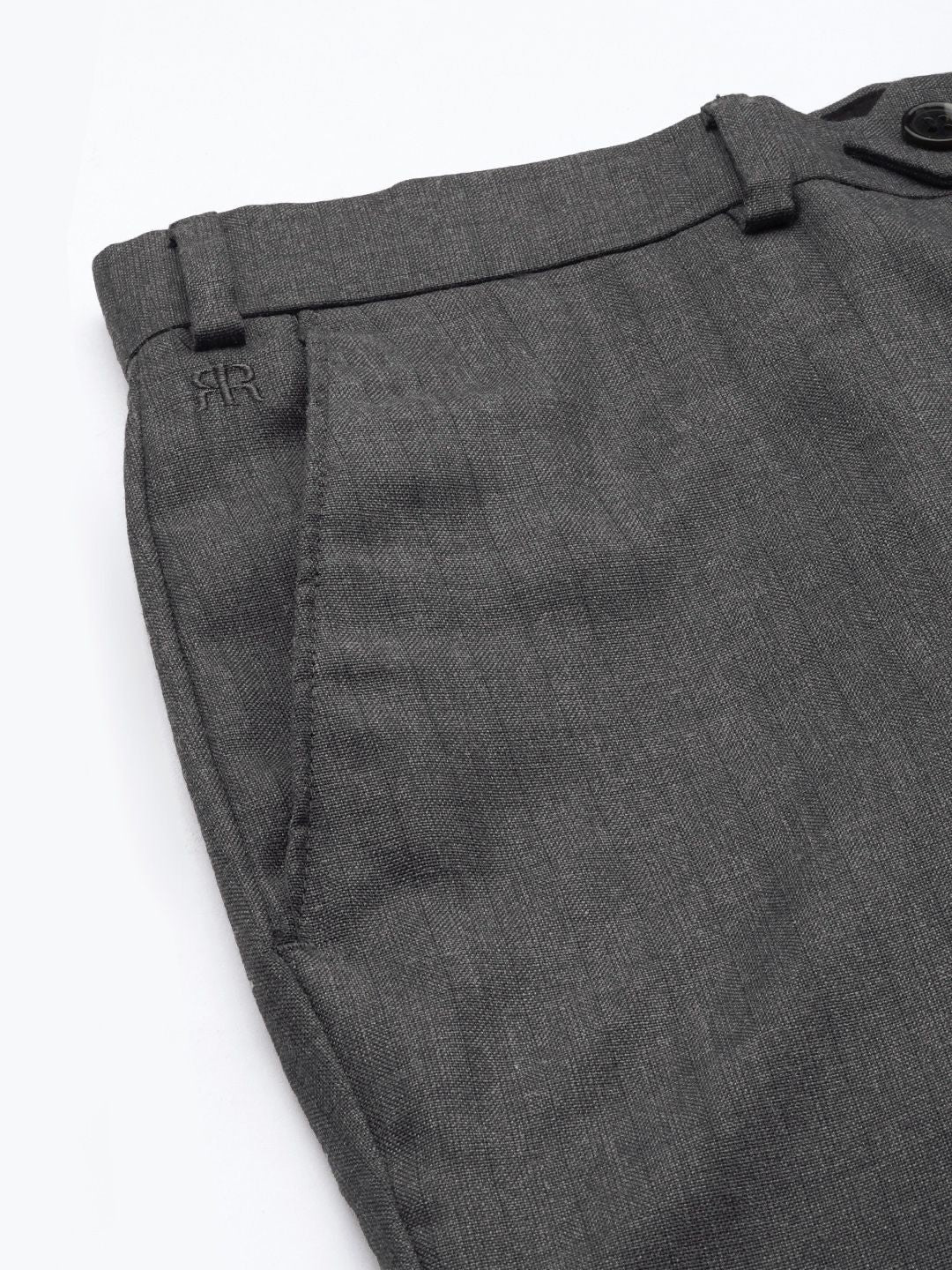 Raymond Men Grey Checked Slim Fit Formal Trousers