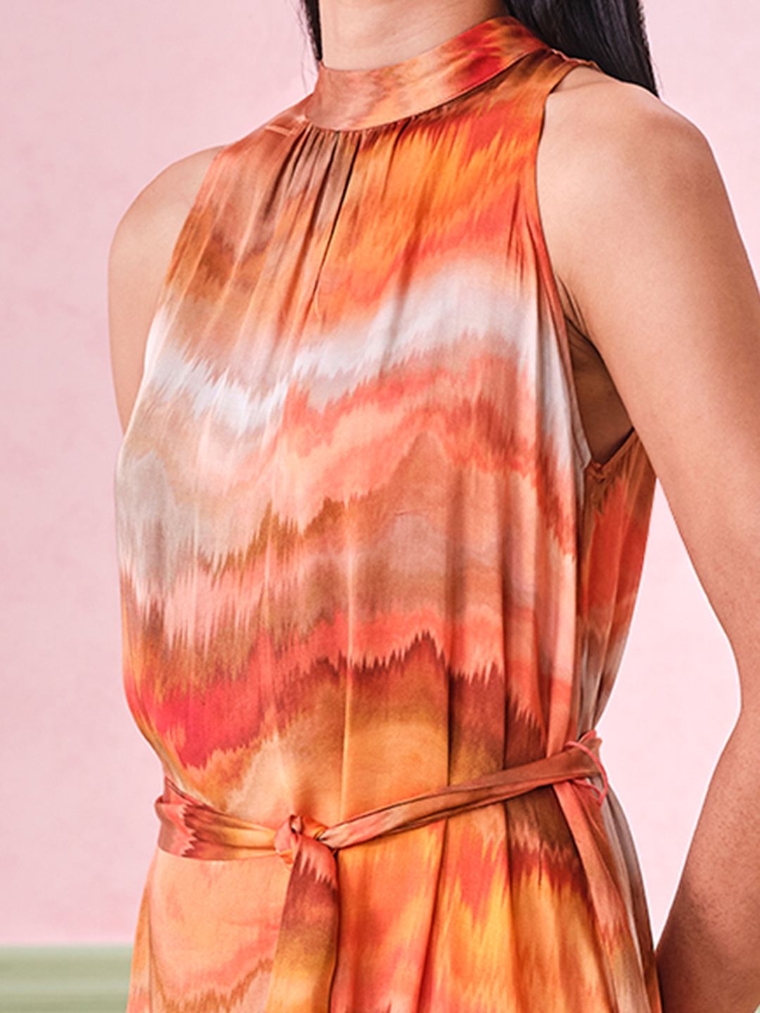 AND Printed Fit and Flare Maxi Dress