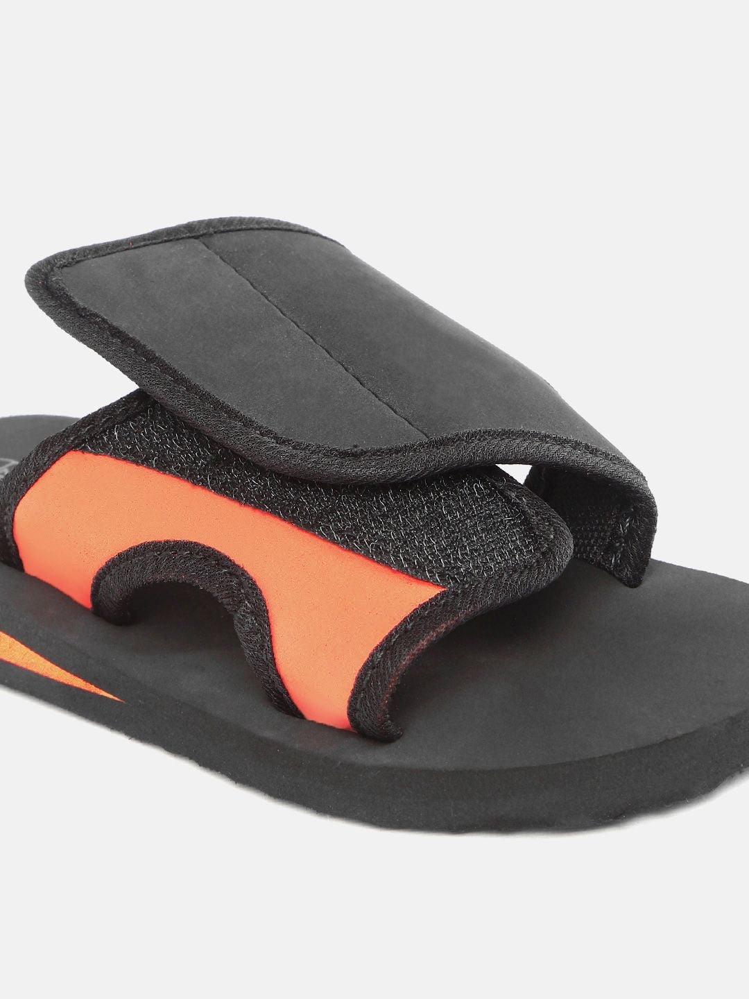 YK Kids Black Solid Velcro Sliders