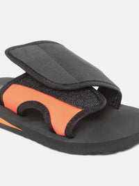 YK Kids Black Solid Velcro Sliders