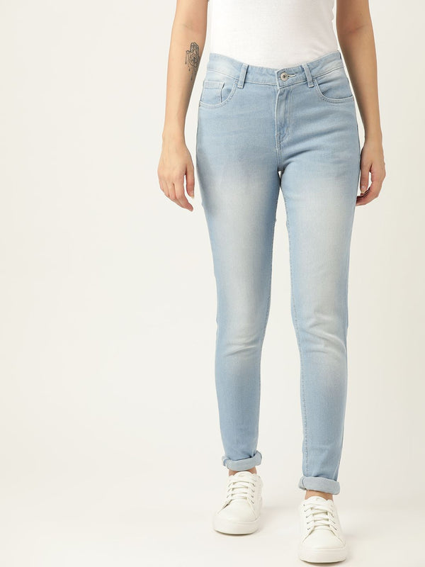 ether Women Blue Skinny Fit Light Fade Stretchable Jeans