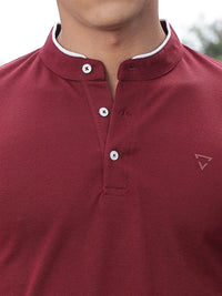 Thomas Scott Men Solid Mandarin Collar Knitted T-Shirt