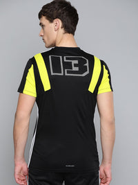 HRX by Hrithik Roshan Men Jet Black Solid Rapid-Dry Football T-shirt