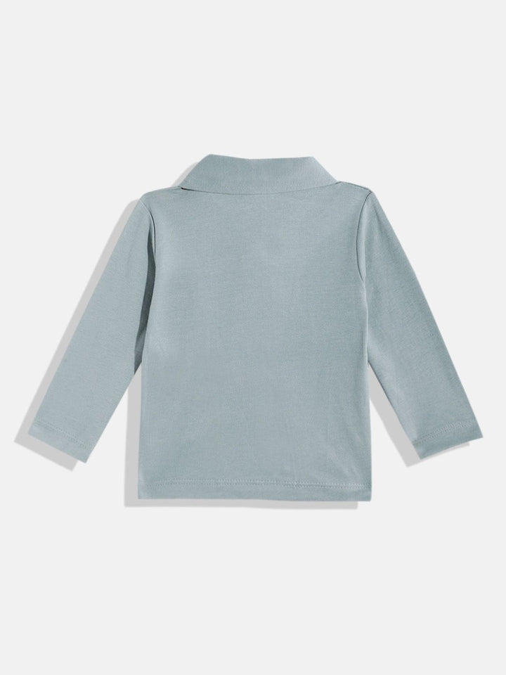 Moms Love Infant Boys Pure Cotton Printed Dungarees with Solid T-shirt