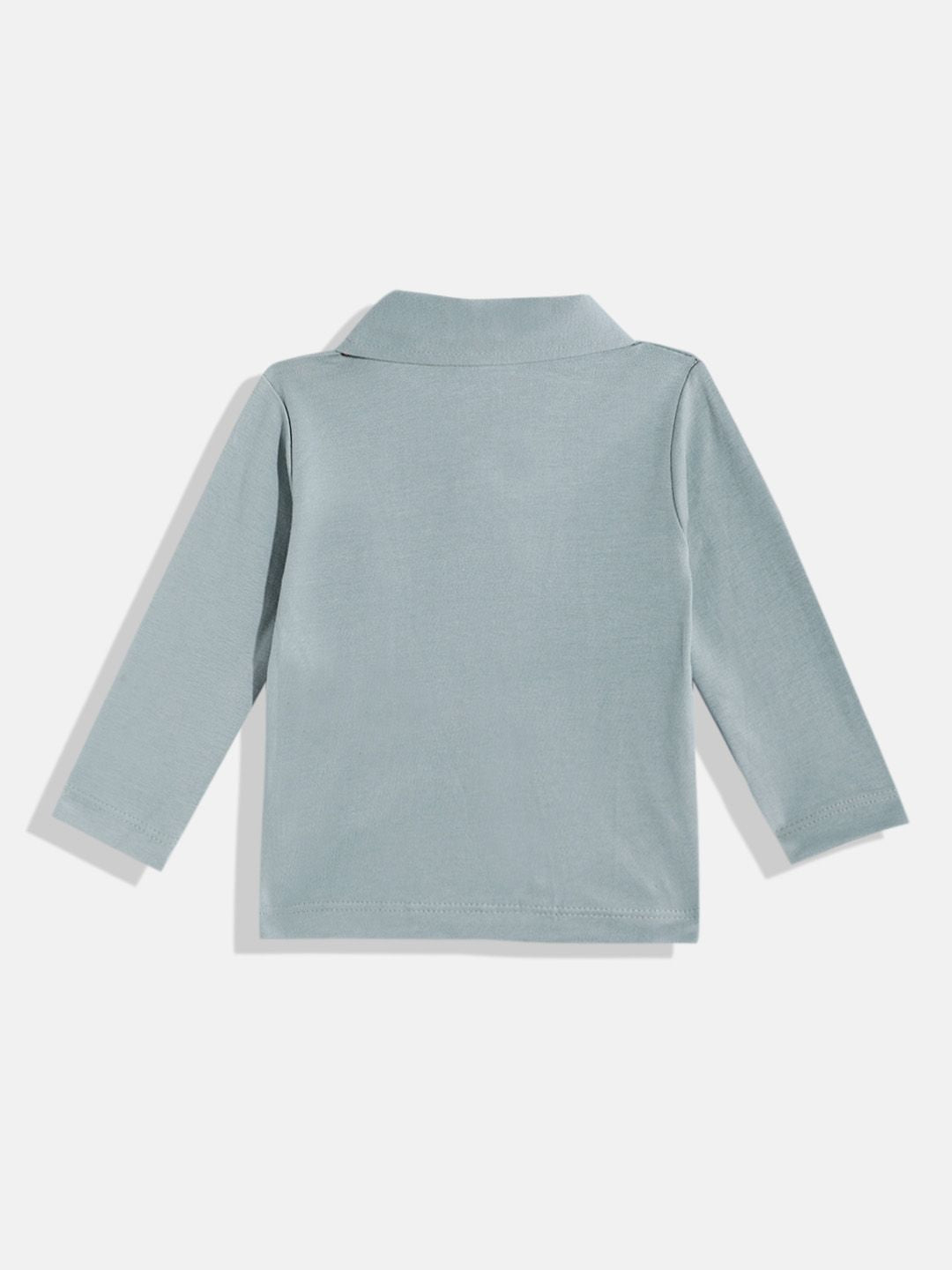 Moms Love Infant Boys Pure Cotton Printed Dungarees with Solid T-shirt