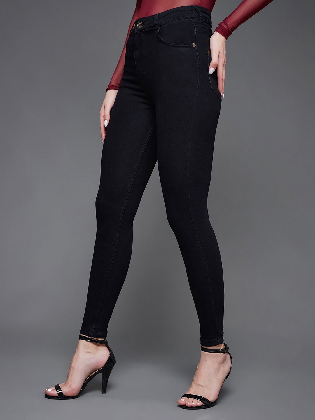 Miss Chase Women Black Skinny Fit High-Rise Jeans