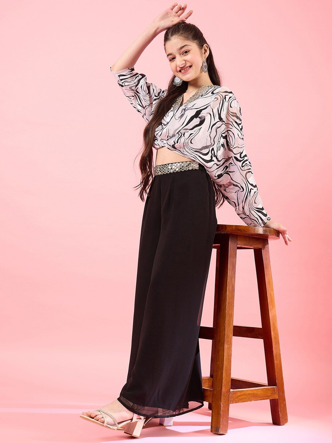 pspeaches Girls Printed Top with Palazzos