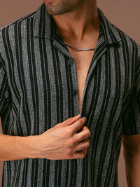 Powerlook Men Opaque Striped Casual Shirt