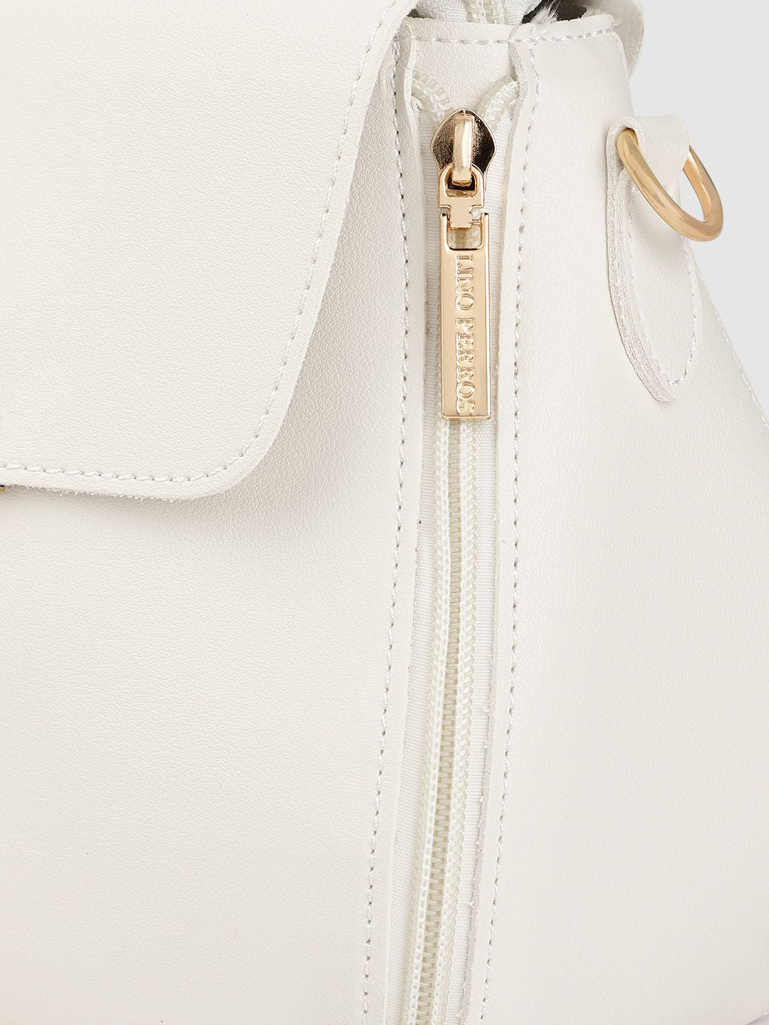 Lino Perros White Solid Satchel