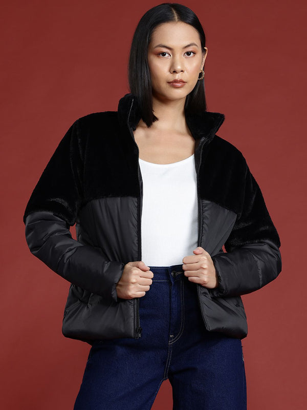 all about you Faux-Fur Detail Padded Jacket