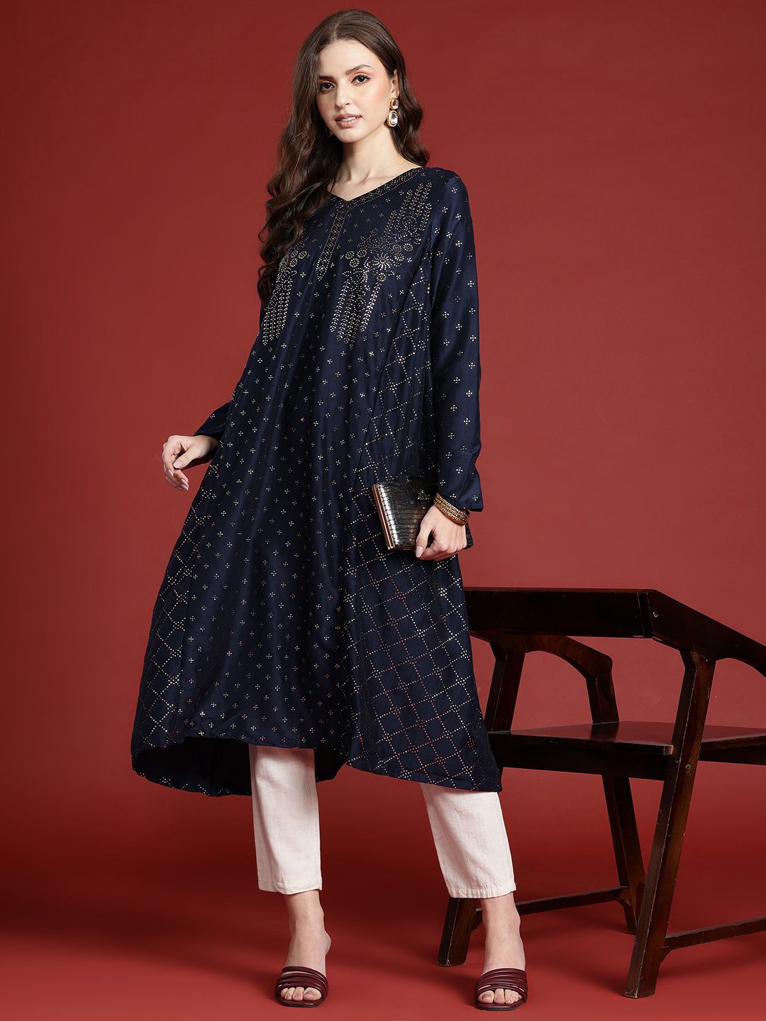 Anouk Tyohaar Collection Embellished A-Line Kurta