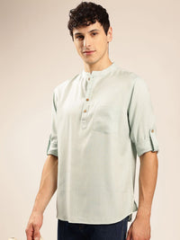 Anouk Solid Mandarin collar Pathani Short Kurta