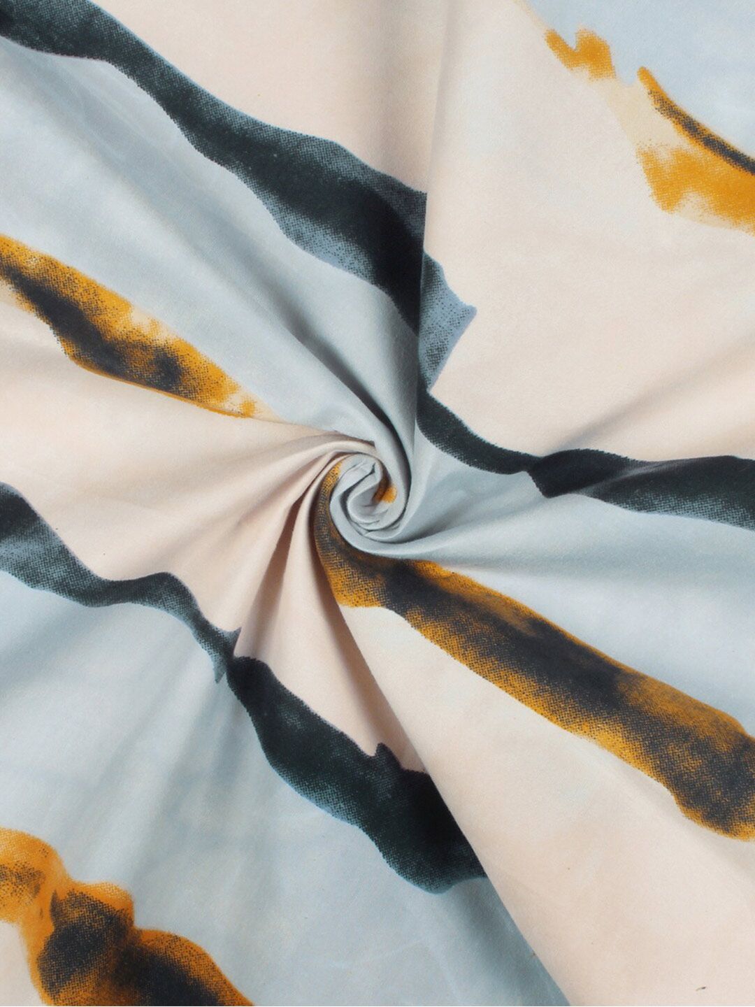 Story@home Cream-Coloured & Orange 180 TC Single Bedsheet with 1 Pillow Covers