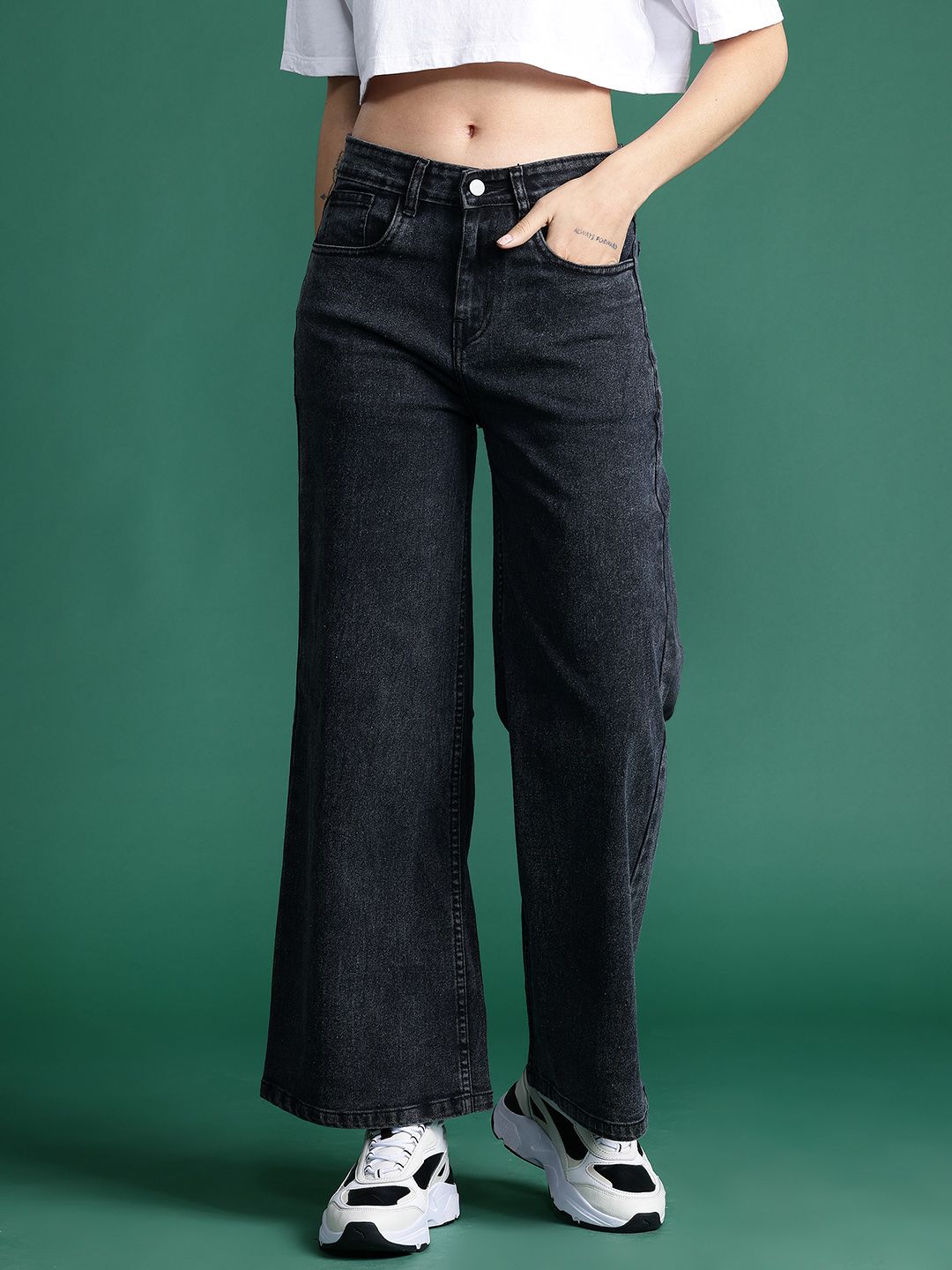 DressBerry Women Wide Leg Stretchable Jeans