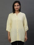 AURELIA Geometric Woven Design Mandarin Collar Straight Kurti