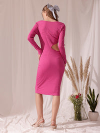 STREET 9 Round Neck Cotton Sheath Midi Dress