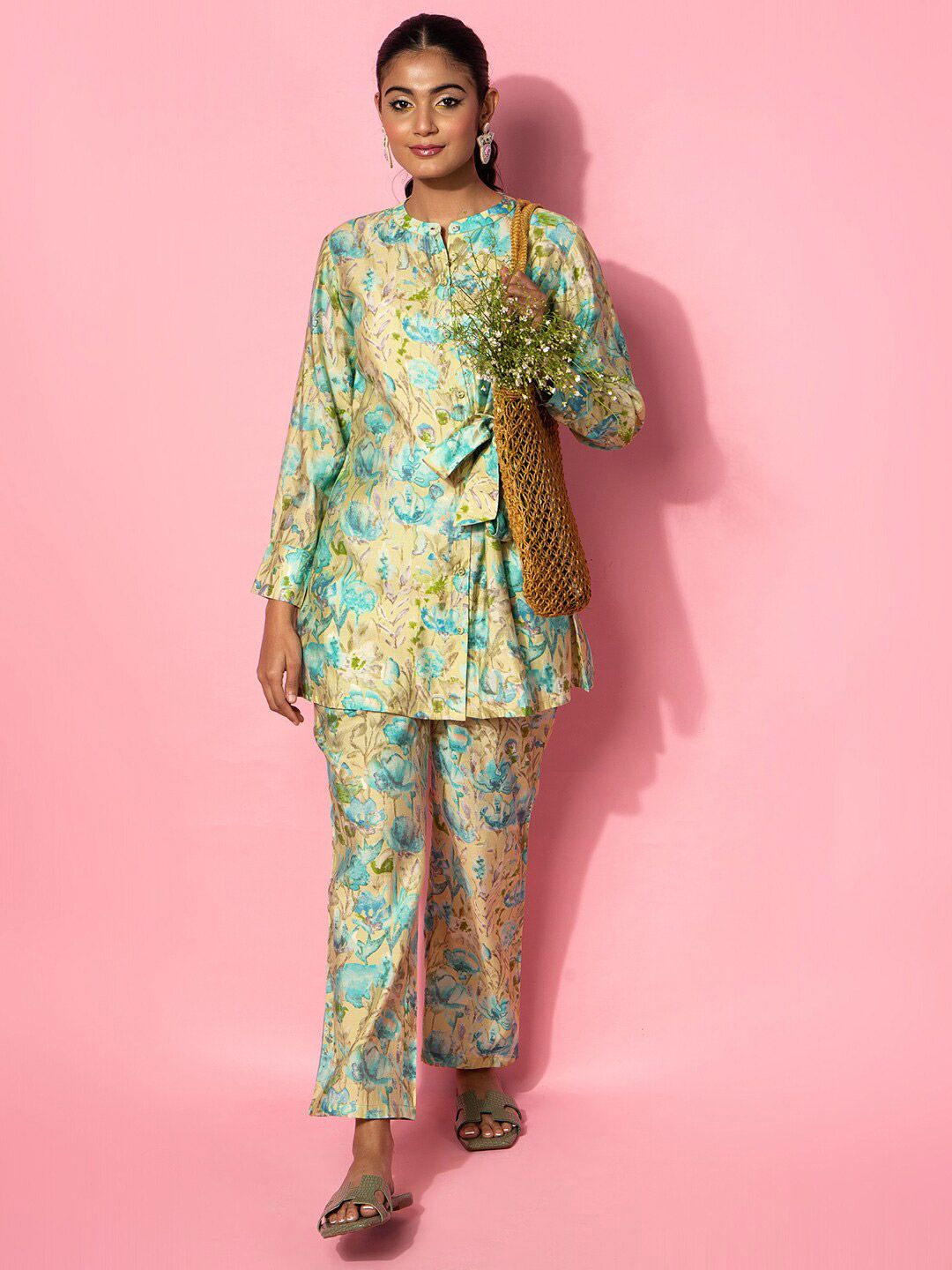 Libas Floral Printed Tunic With Trouser Co-Ords