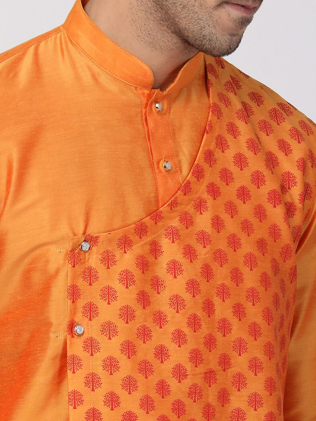 VASTRAMAY Men Orange Geometric Kurta
