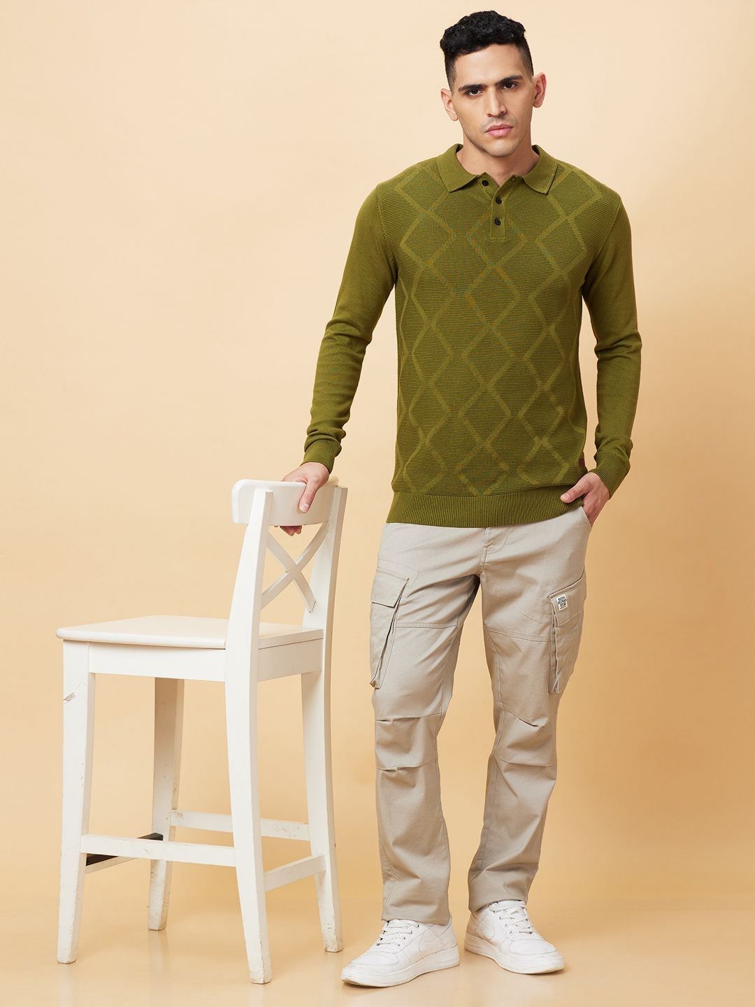 Being Human Men Checked Polo Collar Pockets T-shirt