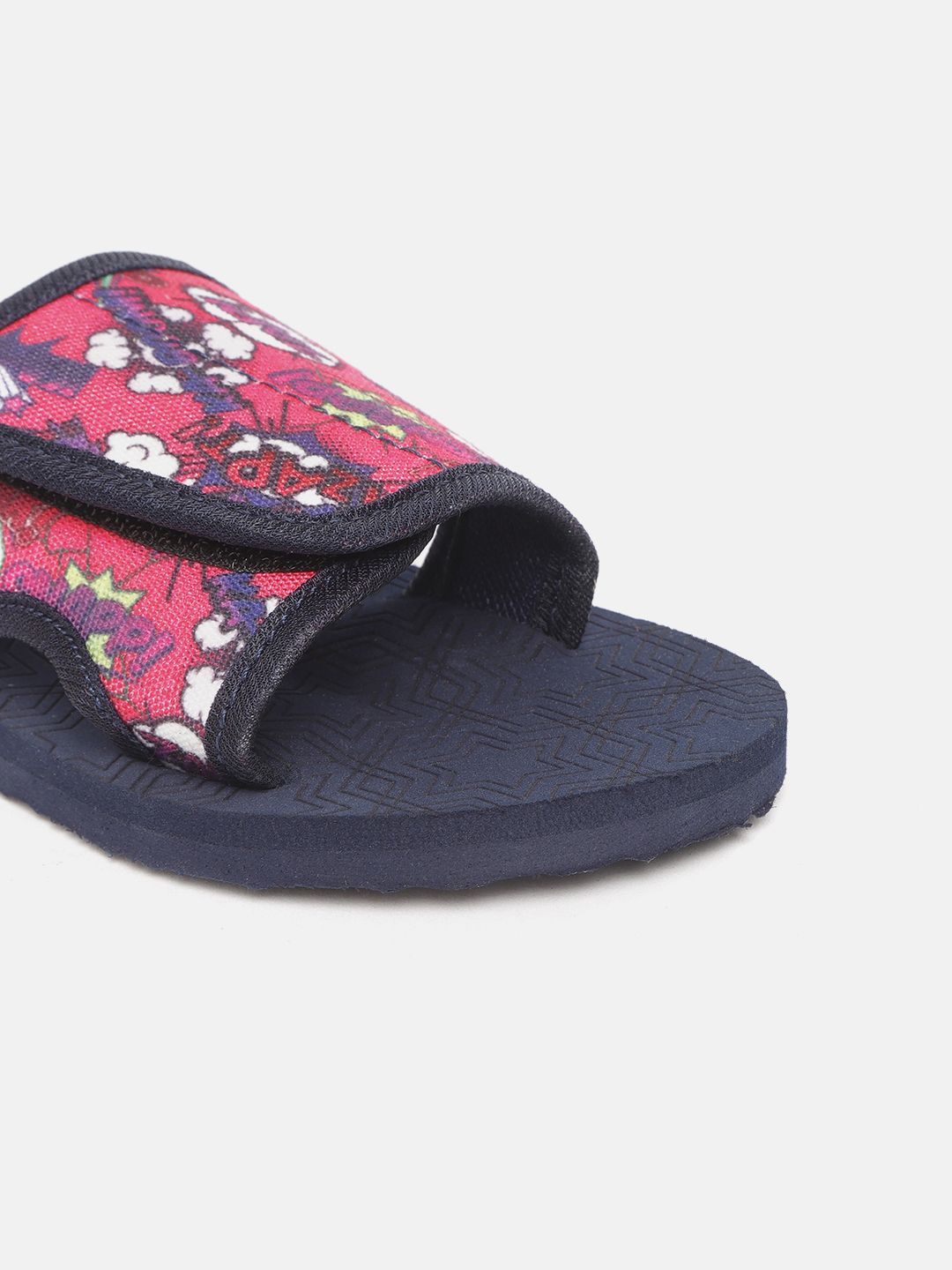 YK Girls Pink & Navy Blue Printed Slip-Ons