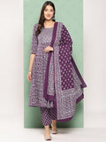 KALINI Women Ethnic Motifs Printed Empire Gotta Patti Kurta with Trousers & With Dupatta
