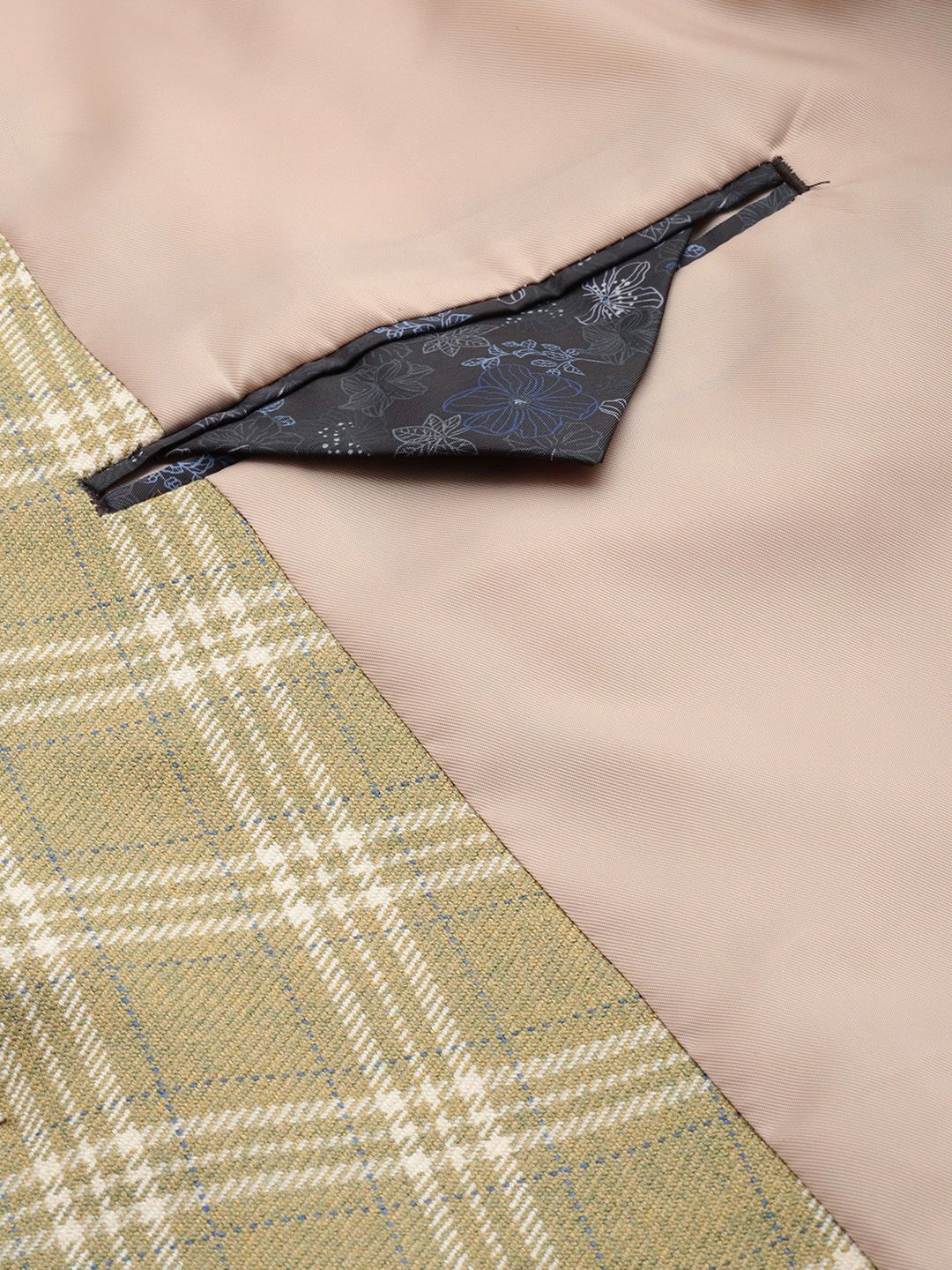 Park Avenue Notched Lapel Single Breasted Checked Slim Fit Formal Blazer