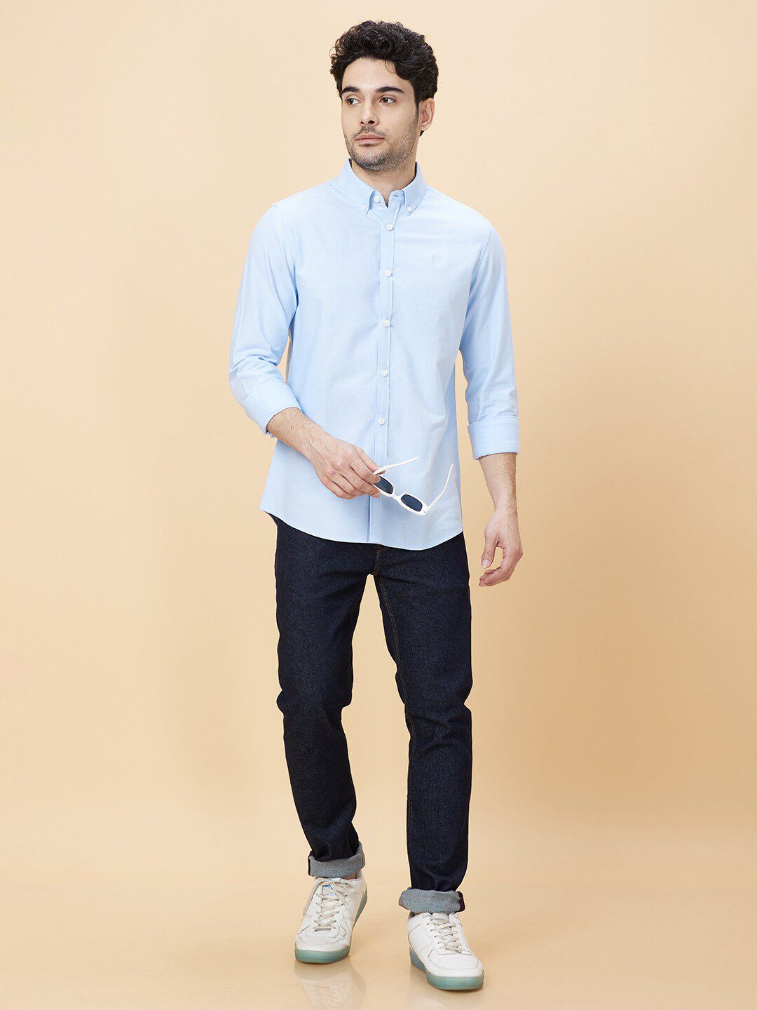 Being Human Button-Down Collar Slim Fit Opaque Cotton Casual Shirt