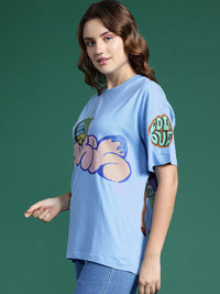 DressBerry Pure Cotton Typography Printed Drop-Shoulder Sleeves T-shirt