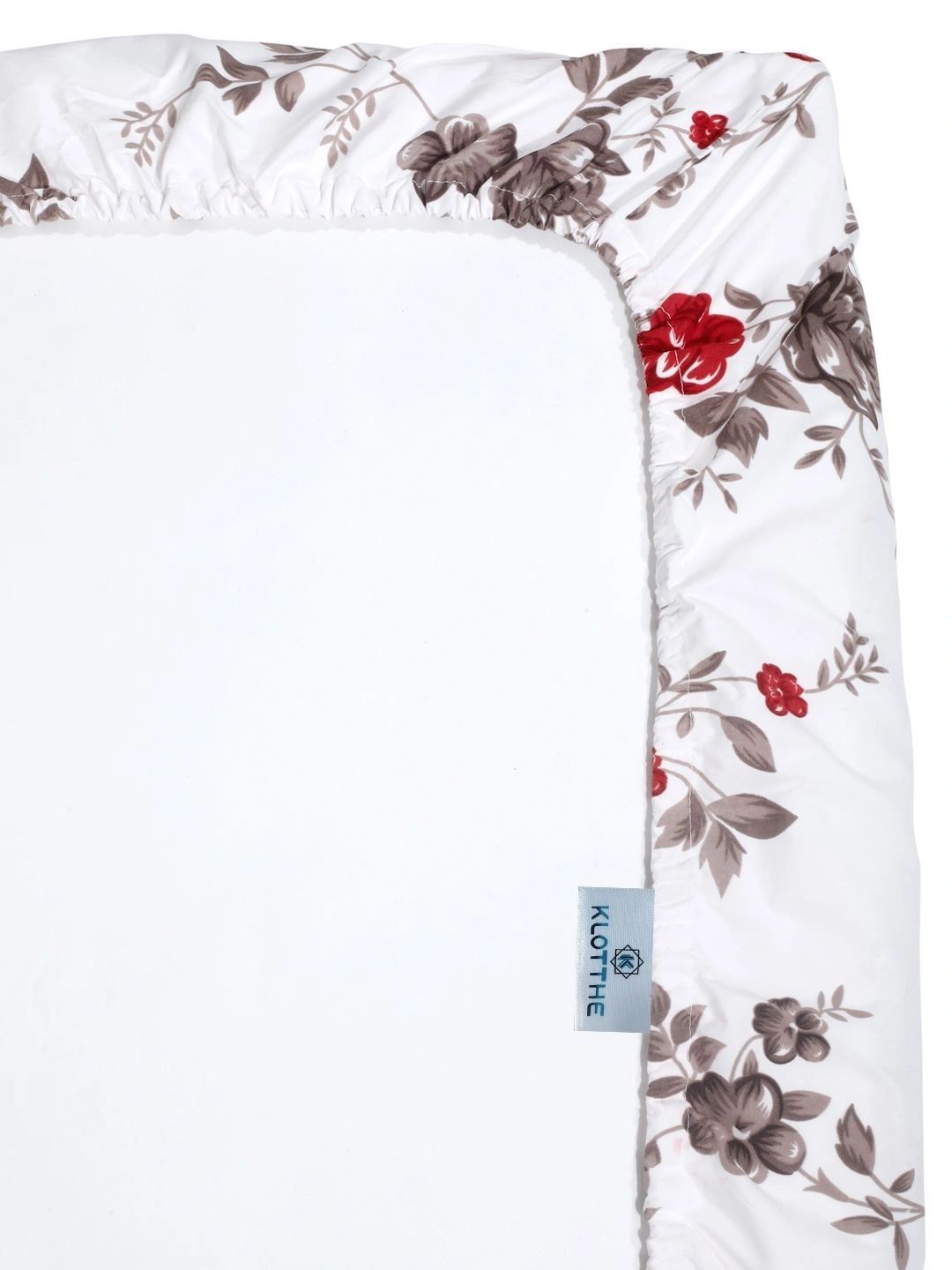 Moda Rapido X KLOTTHE White & Red Floral 300 TC Single Bedsheet with 1 Pillow Covers