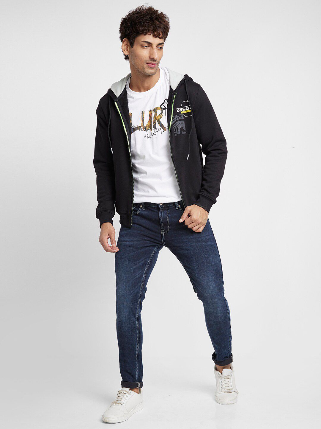 Being Human Hooded Front Open Sweater