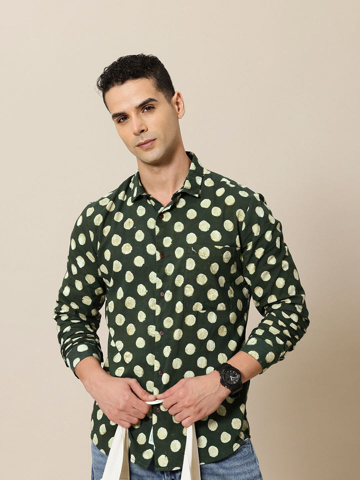 Mr Bowerbird Pure Cotton Bagru Hand Block Printed Printed Tailored Fit Casual Shirt