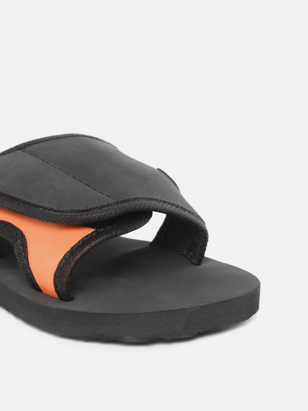 YK Kids Black Solid Velcro Sliders
