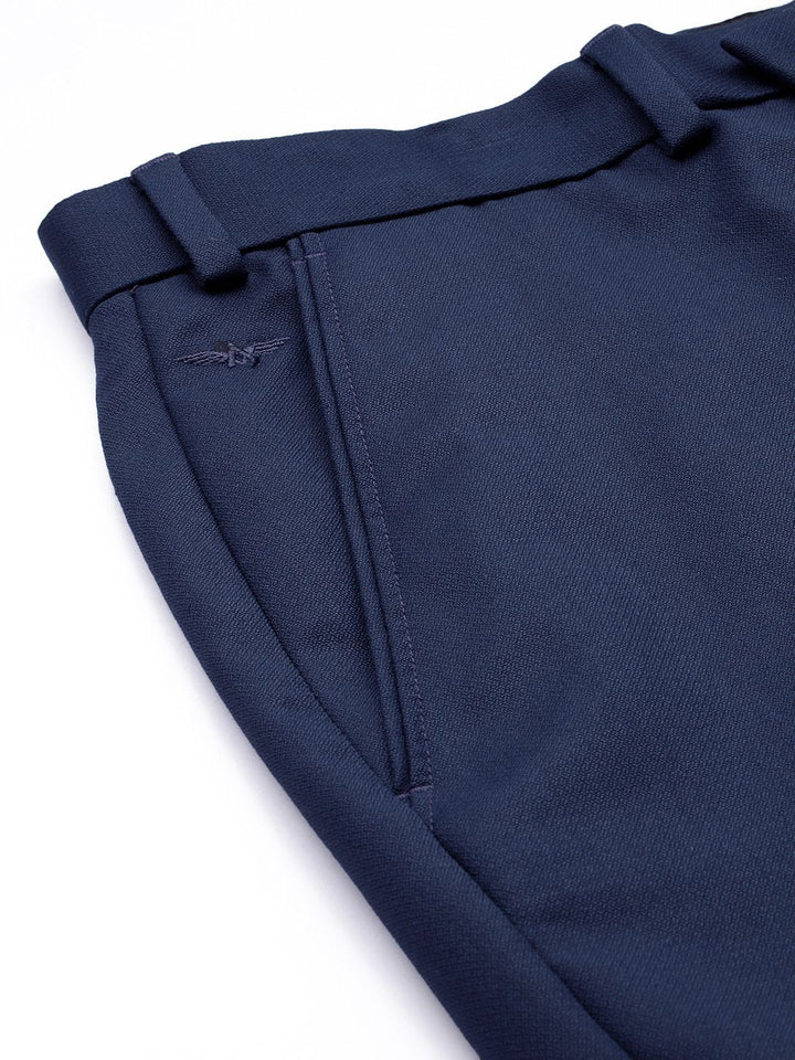 Park Avenue Men Self Design Mid-Rise Textured Formal Trouser