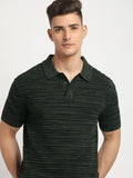 THE BEAR HOUSE Striped Polo Collar Short Sleeves Cotton T-shirt